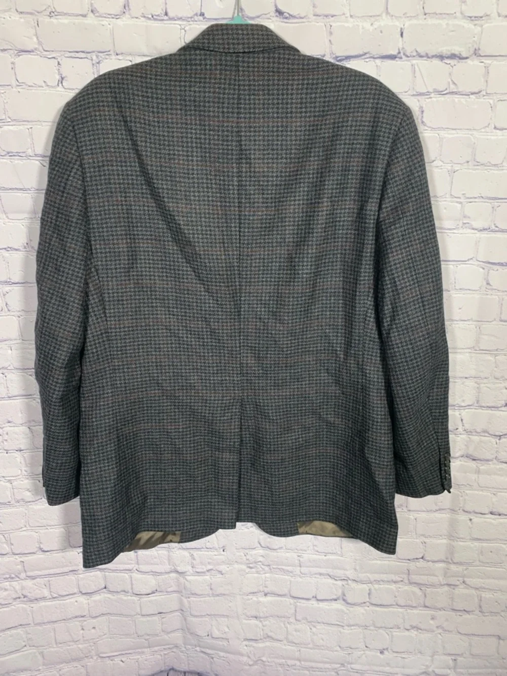 Brooks Brothers Mens Houndstooth Blazer Coat Gray Size 42R Preppy Corpcore